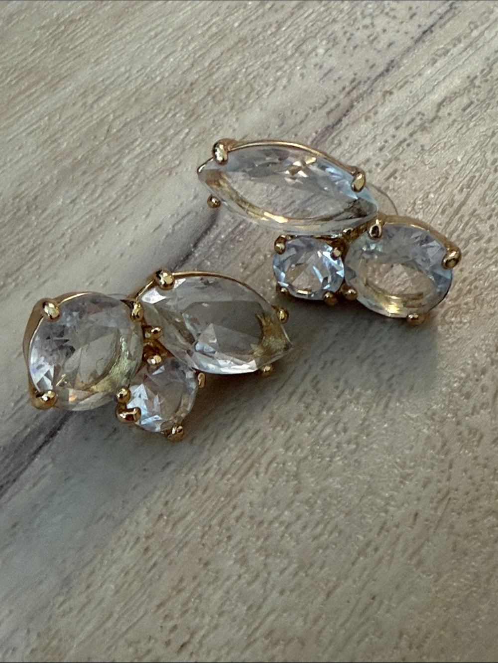 Kate Spade - Gold Crystal Cluster Stud Earrings - Clear